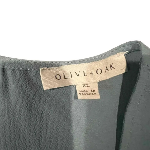 Olive+Oak Short Sleeve Round‎ Neck Back Zipper Blouse Top Size XL - Picture 2 of 4